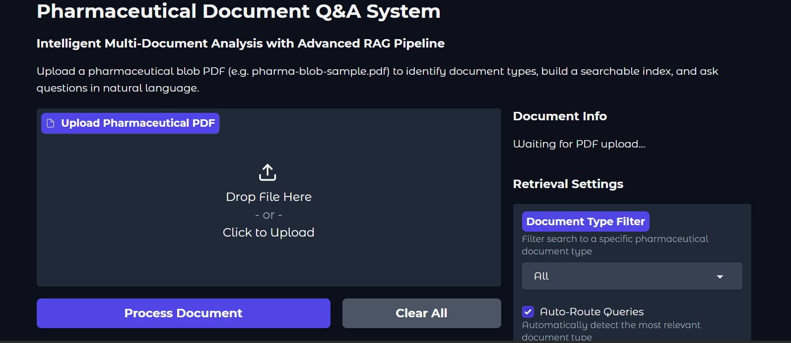 Healthcare RAG Assistant pharmaceutical document question-and-answer interface