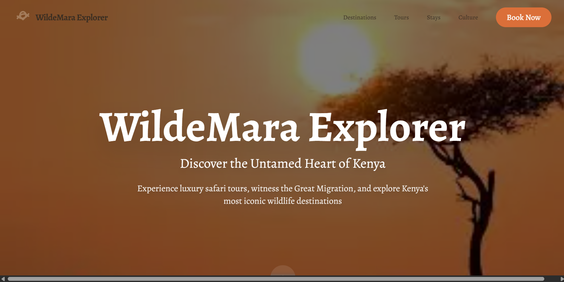 WildeMara Explorer safari travel website homepage